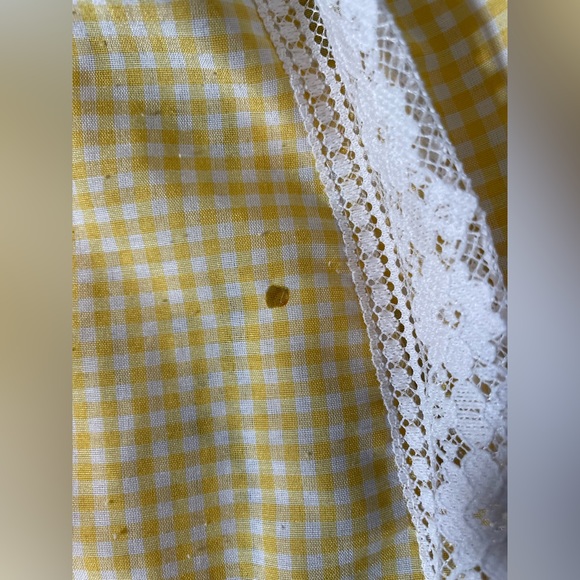 Yellow Gingham and White Lace Midi Skirt - Picture 6 of 6
